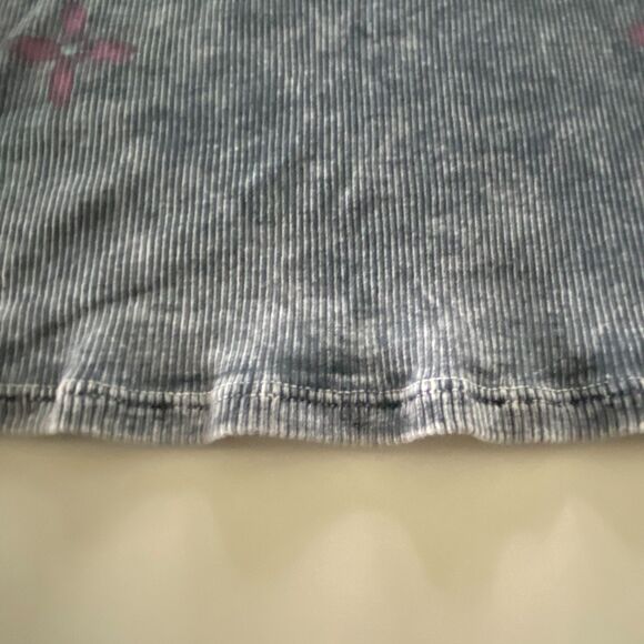 Distressed/Washed Gray Rhinestone Fleur De Lis Grunge Tank Top, Sz S - Picture 5 of 11